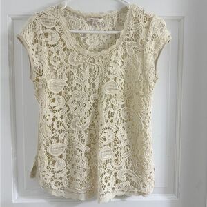Ella Moss Lacy Layered Cream Blouse women’s size XS
